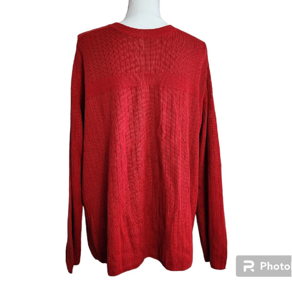90's Sweater Men's size XL Red Cotton Blend Long Sleeve Ribbed Preppy Academia